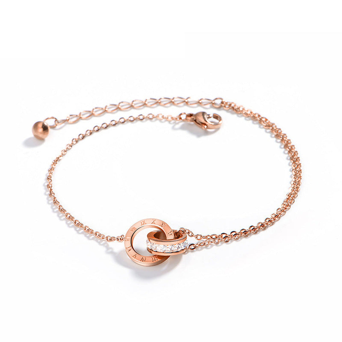 Rose Gold-Tone Cubic Zirconia Bangle Bracelet – Unisex