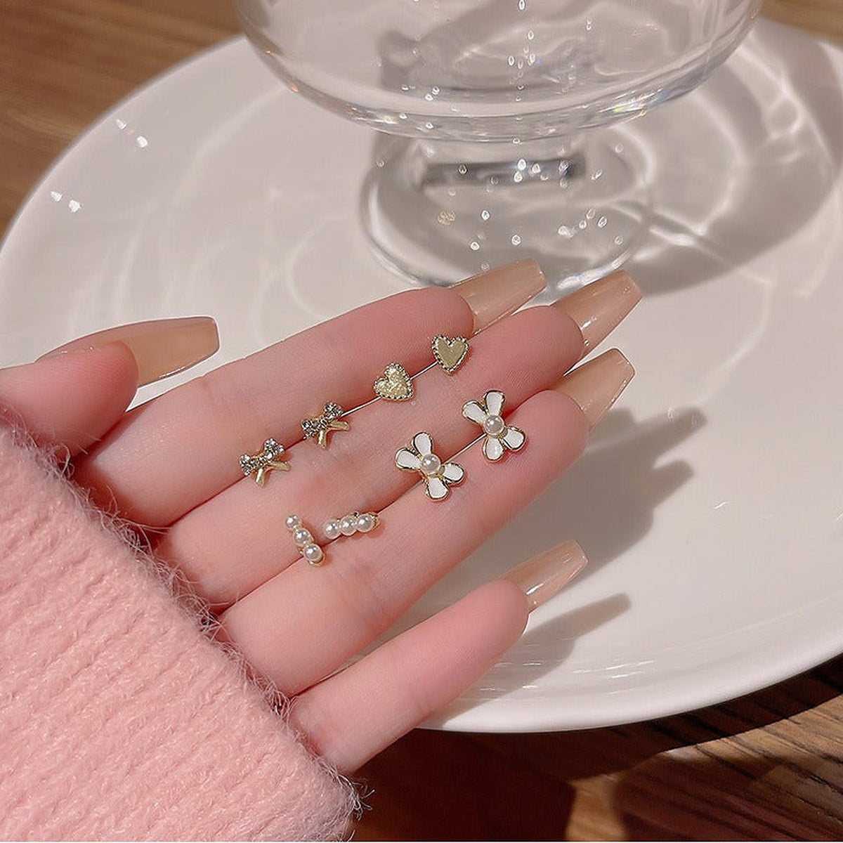 6-Pair Gold-Tone Stud Earrings Set – Minimal Everyday Studs