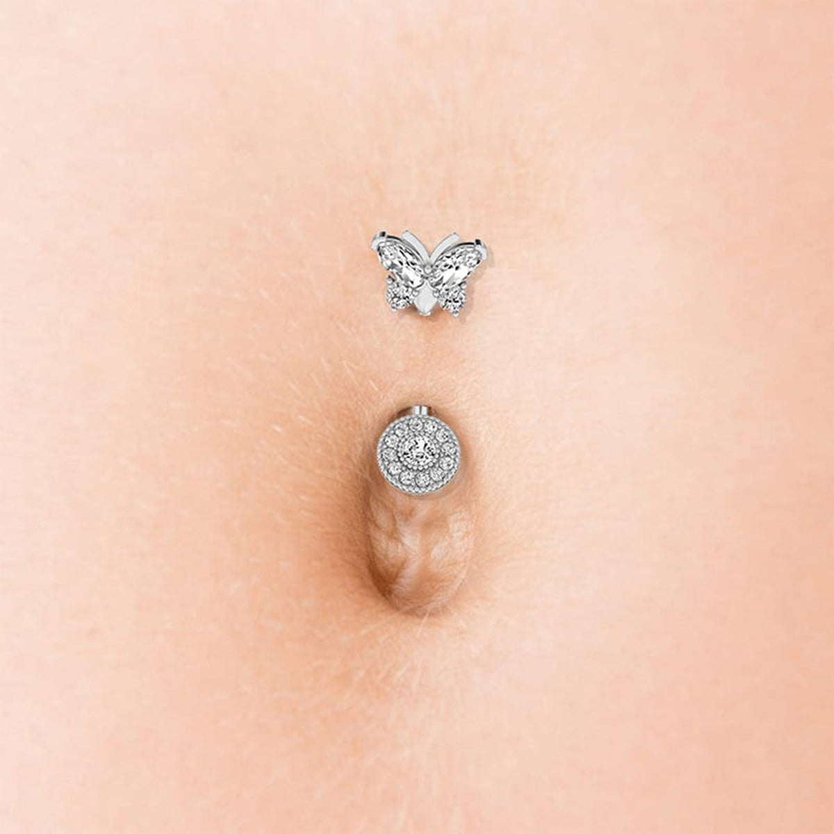 Butterfly CZ Belly Button Ring – Barbell Body Jewelry
