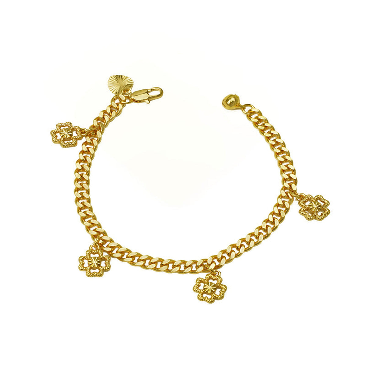 Gold-Tone Four Leaf Clover Bracelet for Women