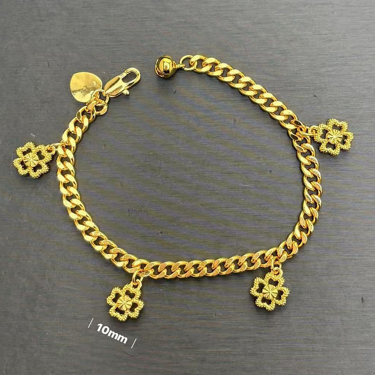 Gold-Tone Four Leaf Clover Bracelet for Women