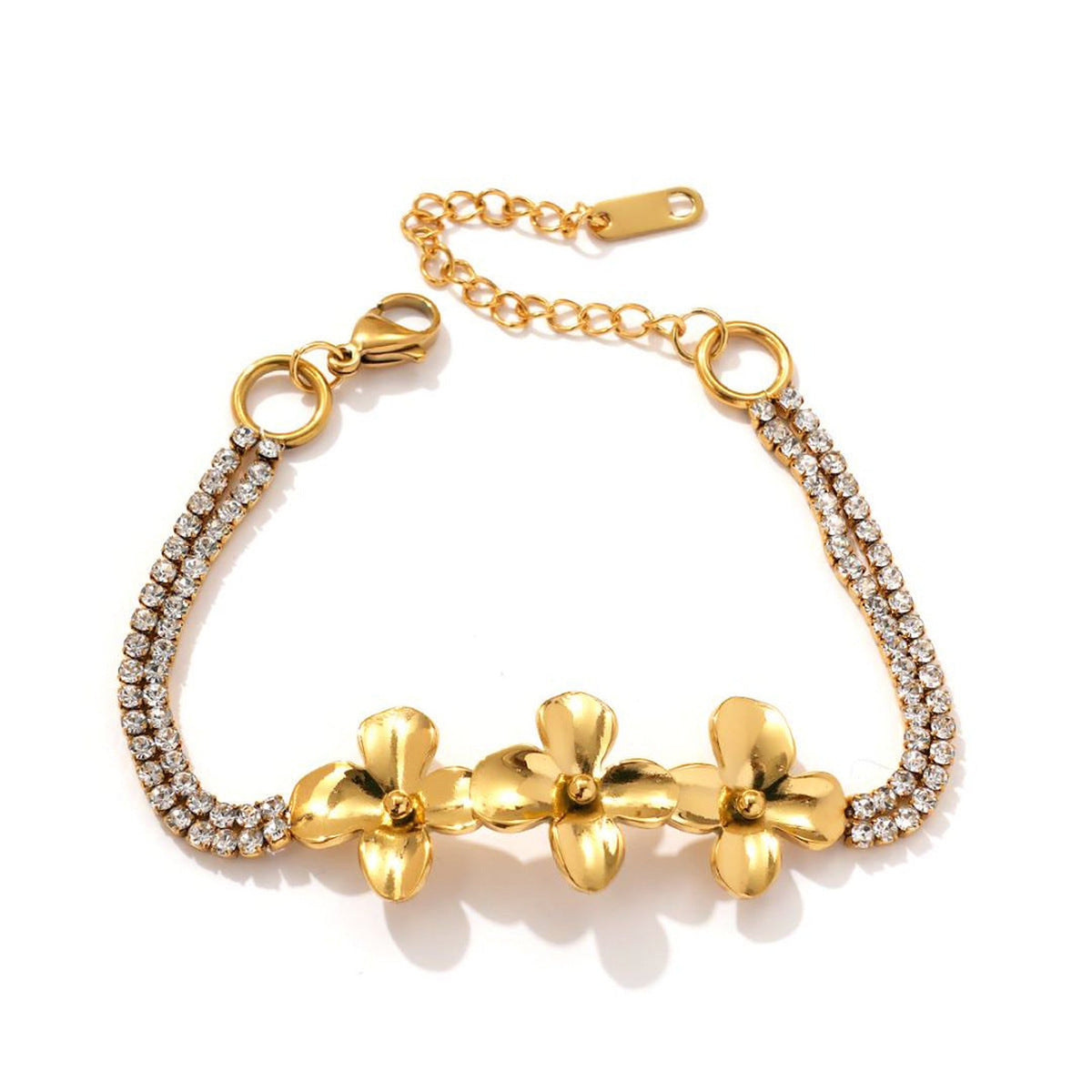 Gold-Tone Flower Bracelet for Women – Light Luxury Style