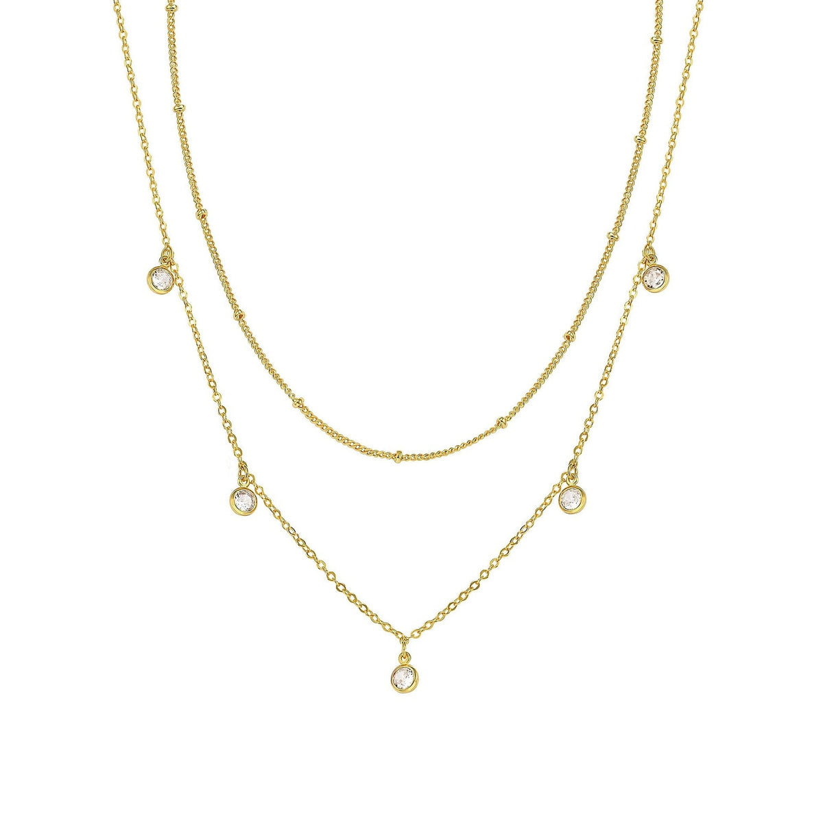 Colourful Waterdrop Chain Necklace – Dainty Sparkle