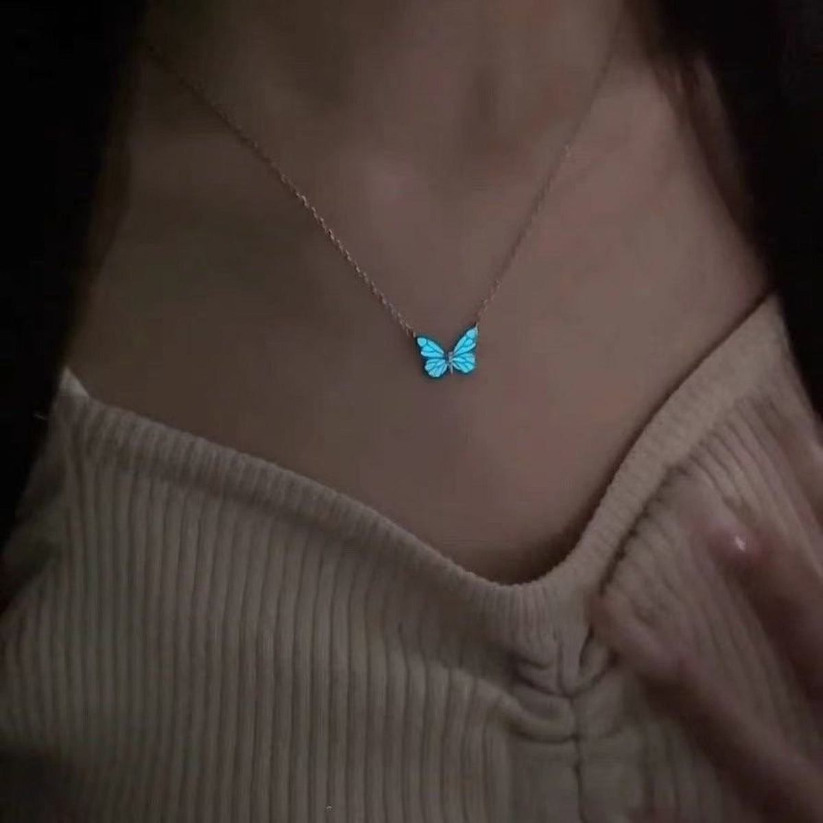 Glow in the Dark Butterfly Necklace – Black & White