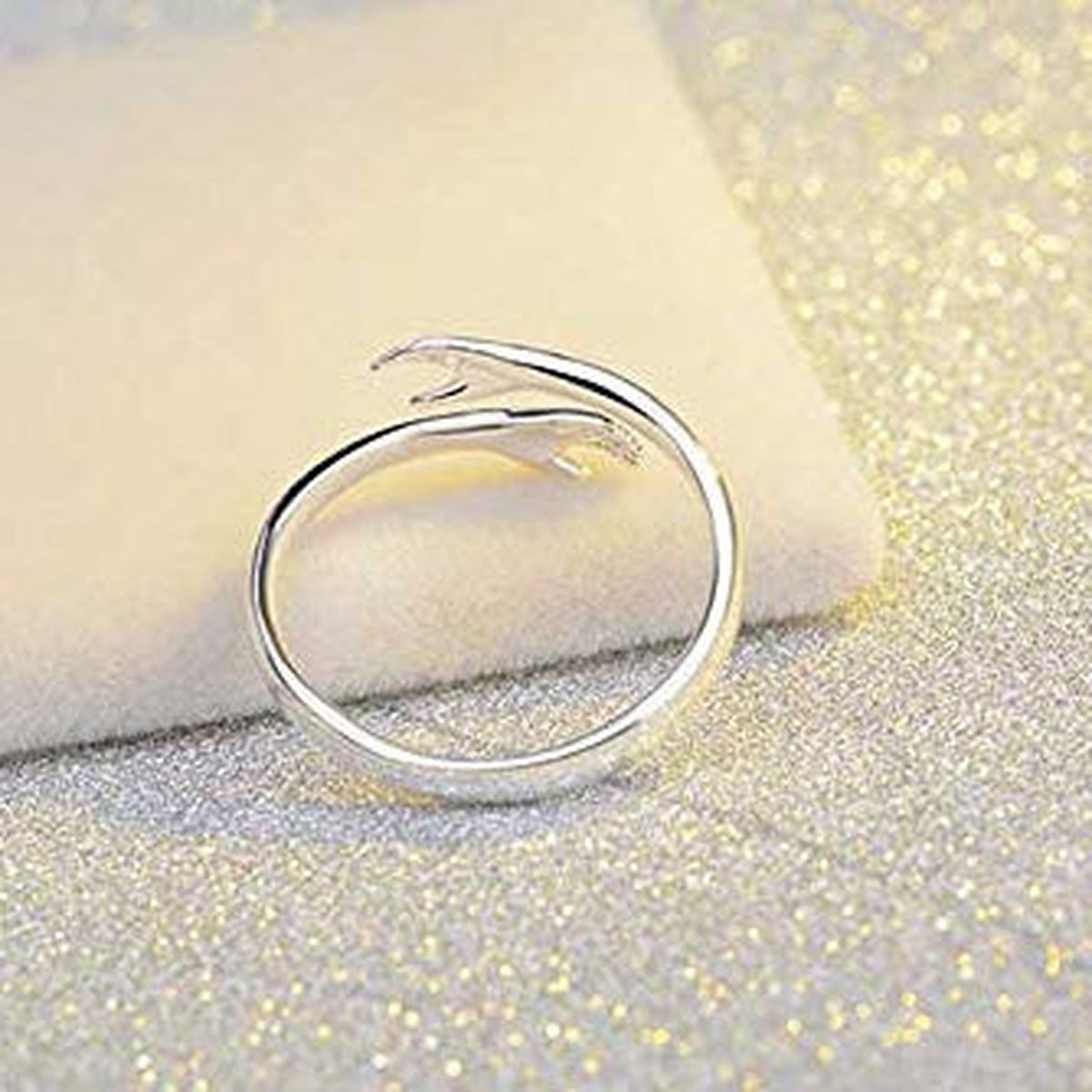Silver-Tone Hugging Hands Ring – Adjustable Open Ring