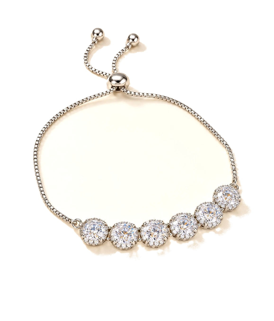 Dainty Silver Chain Bracelet - Crystal Accents, Adjustable