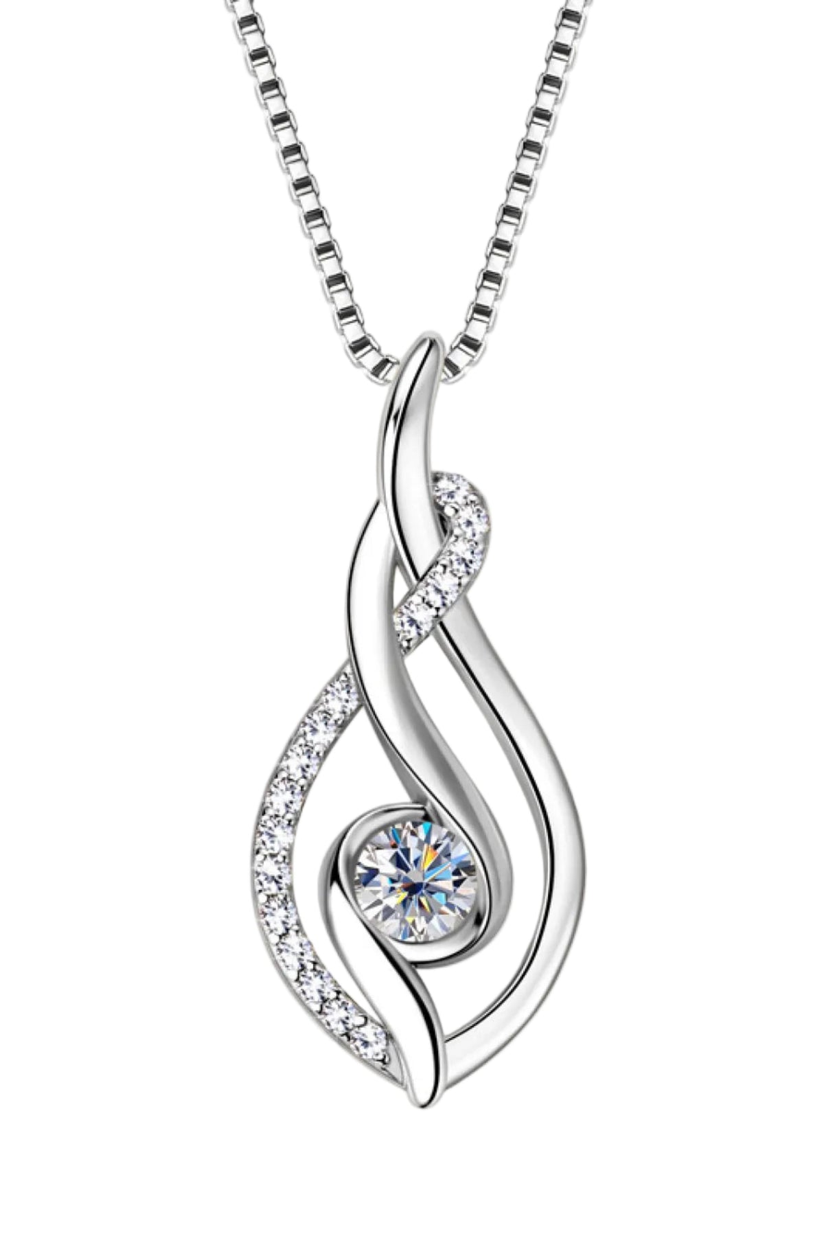 Moissanite Pendant Necklace in Plated 925 Sterling Silver