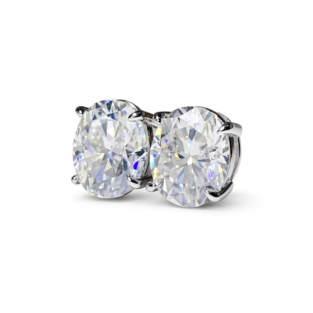 10 Carat Moissanite Stud Earrings for Women, 925 Sterling Silver