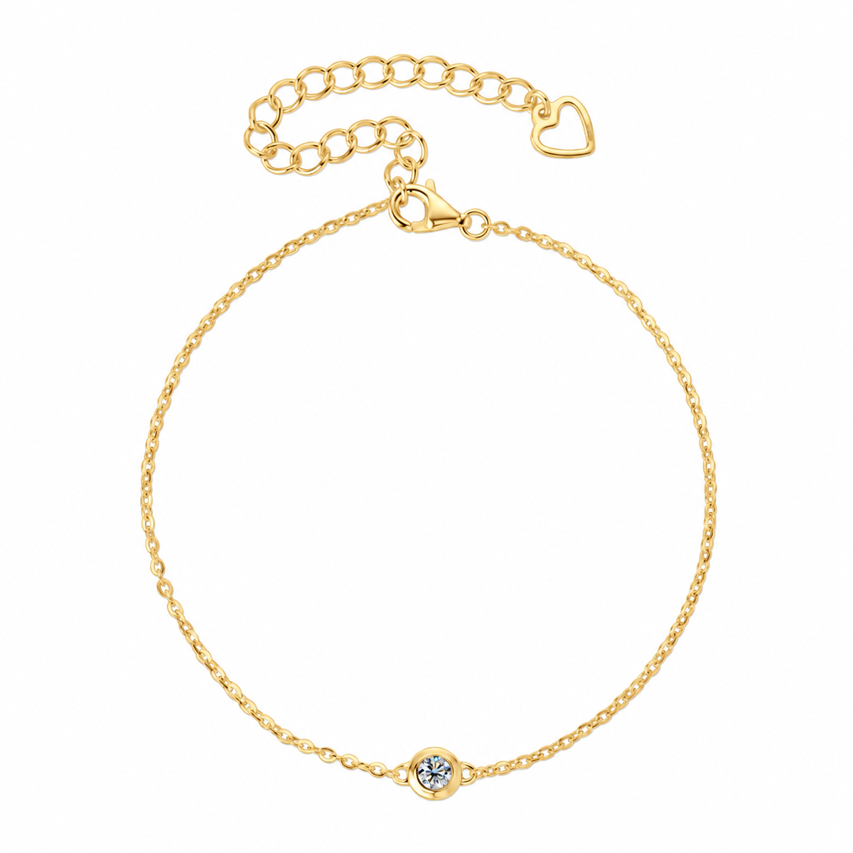 Bracelet en moissanite de 0,1 carat en argent sterling 925 plaqué