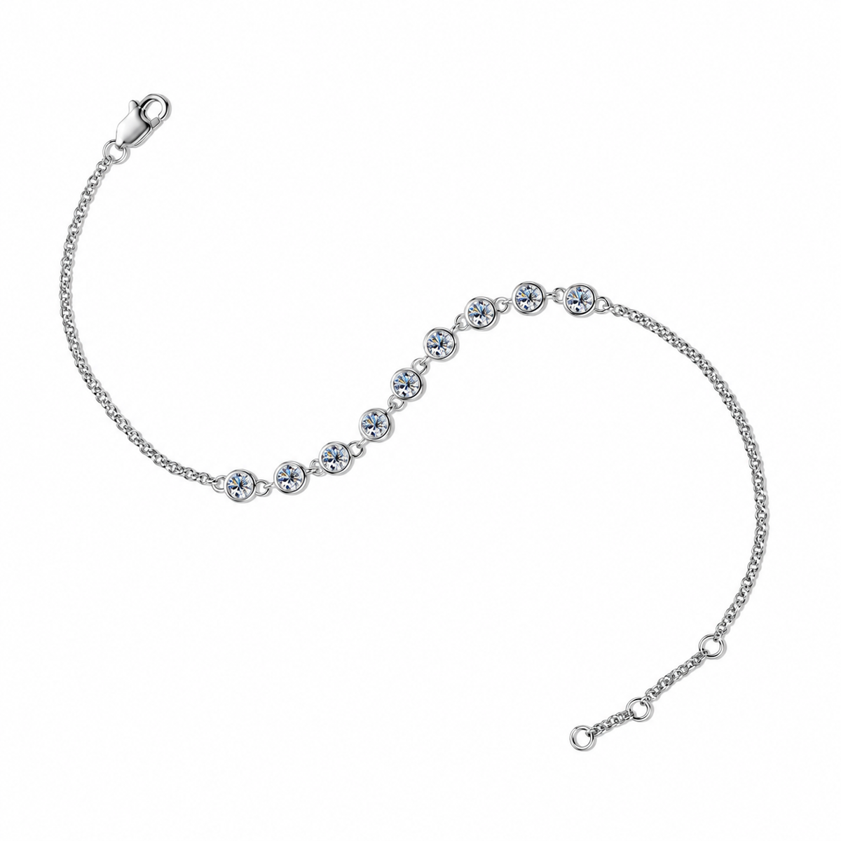 0,9 Karat Moissanit-Armband aus 925er Sterlingsilber