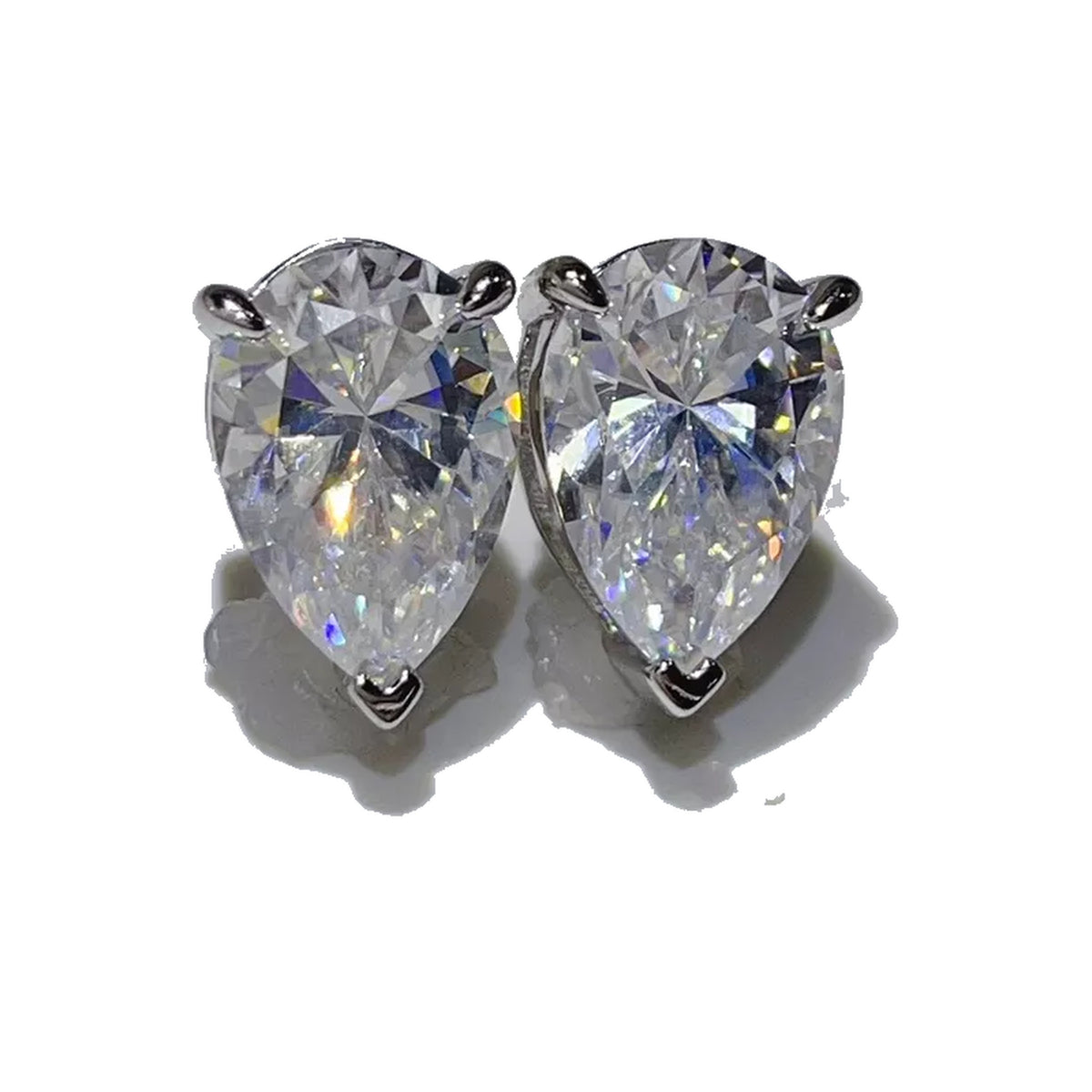 10 Carat Pear Moissanite Stud Earrings for Women, 925 Sterling Silver