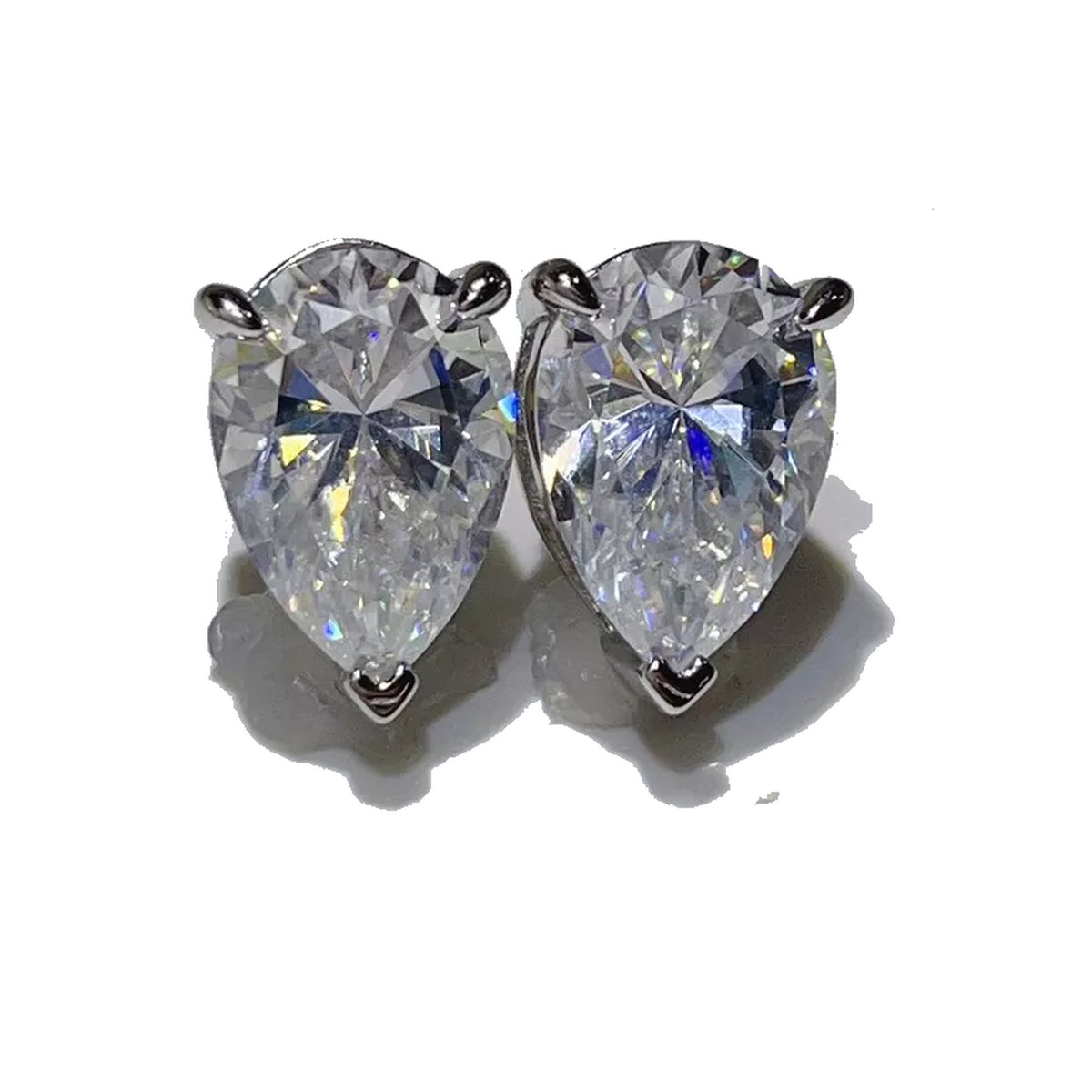 10 Carat Pear Moissanite Stud Earrings for Women, 925 Sterling Silver