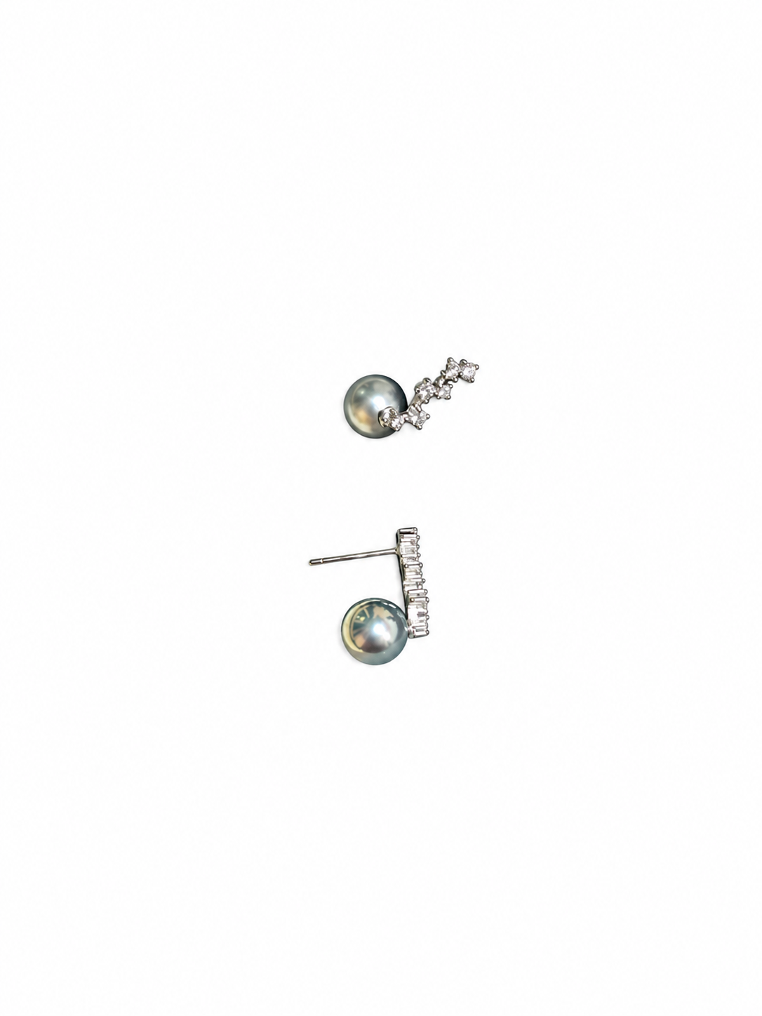 Boucles d'oreilles pendantes en perles et zircons en argent sterling 925