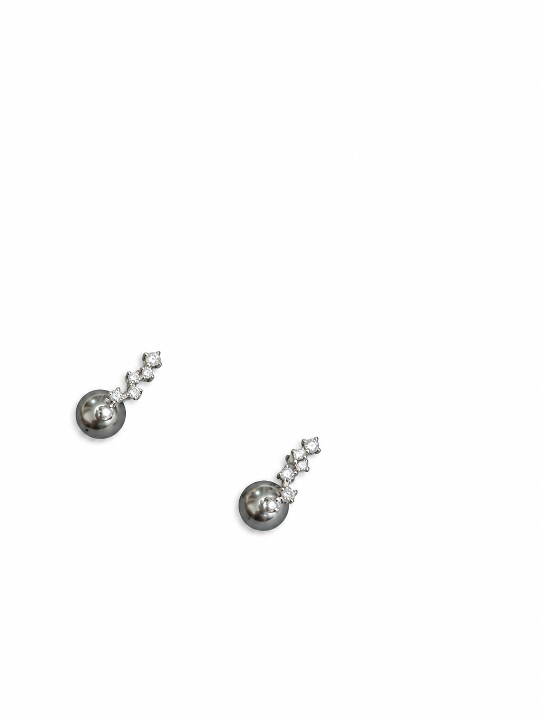 Boucles d'oreilles pendantes en perles et zircons en argent sterling 925