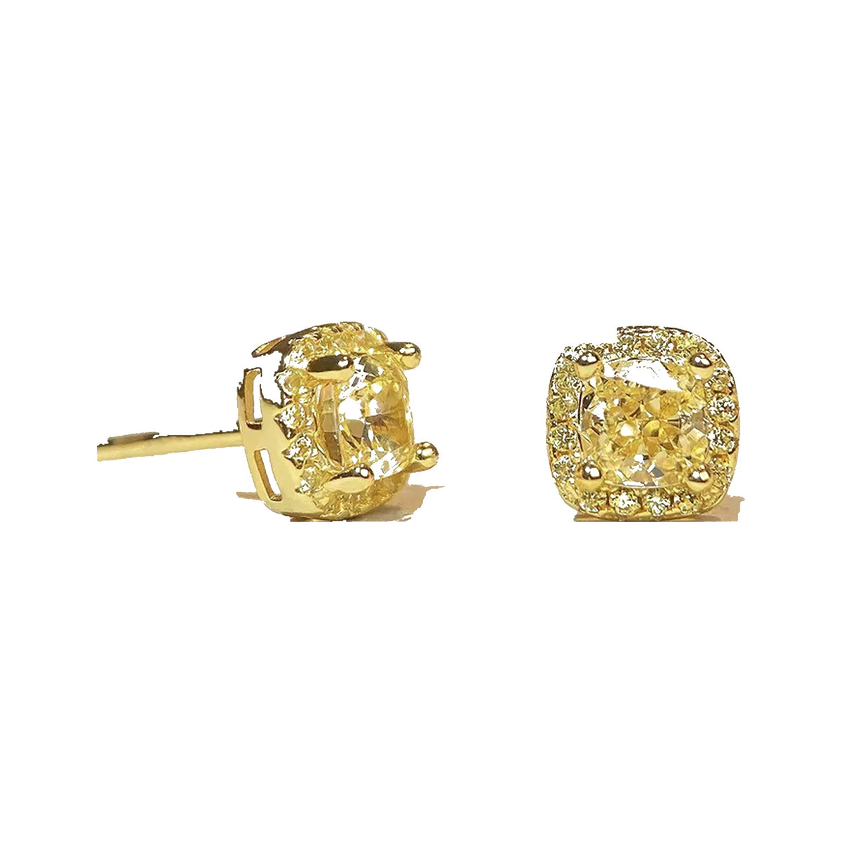 Yellow Zircon Stud Earrings for Women, 925 Sterling Silver