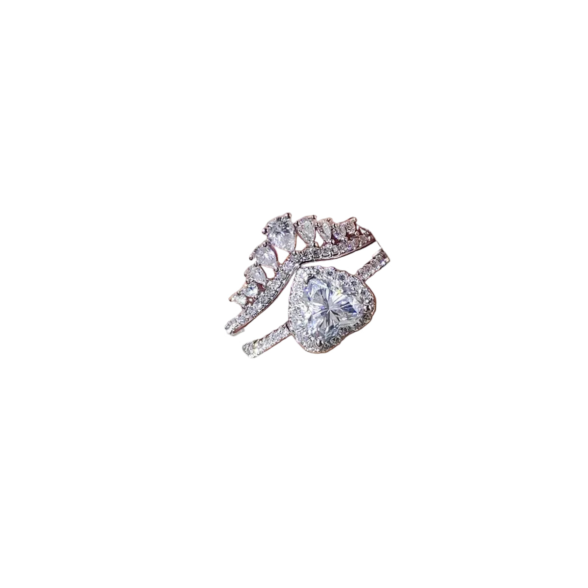 2 Carat Moissanite Two-Piece Ring Set in 925 Sterling Silver on a white background