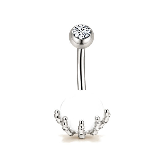Skeleton Claw Belly Button Ring – 14G Stainless Steel, Faux Opal