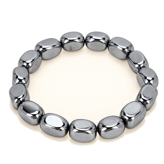 Gunmetal-Tone Beaded Bracelet – Stretch, Men & Women