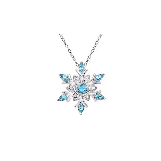Silver-Tone Snowflake Pendant Necklace – Winter Holiday Gift for Her