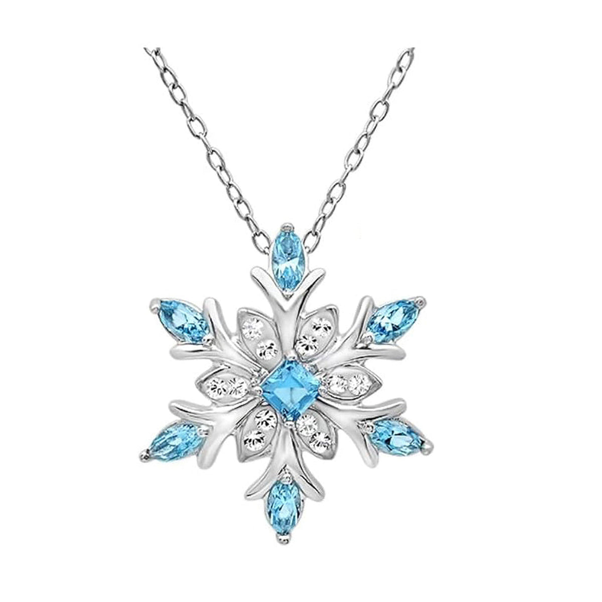 Silver-Tone Snowflake Pendant Necklace – Winter Holiday Gift for Her