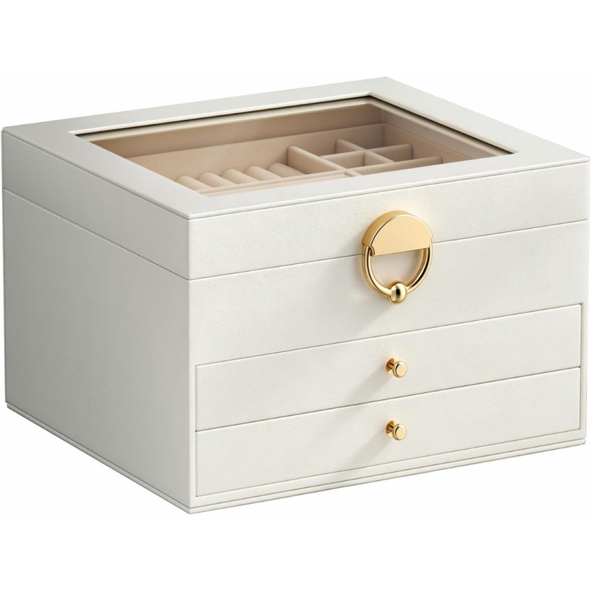 3-Layer Jewelry Box Organizer – Cloud White Storage Case