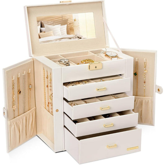 Large 5-Layer Jewelry Box with Lock – Dresser Jewelry Organizer