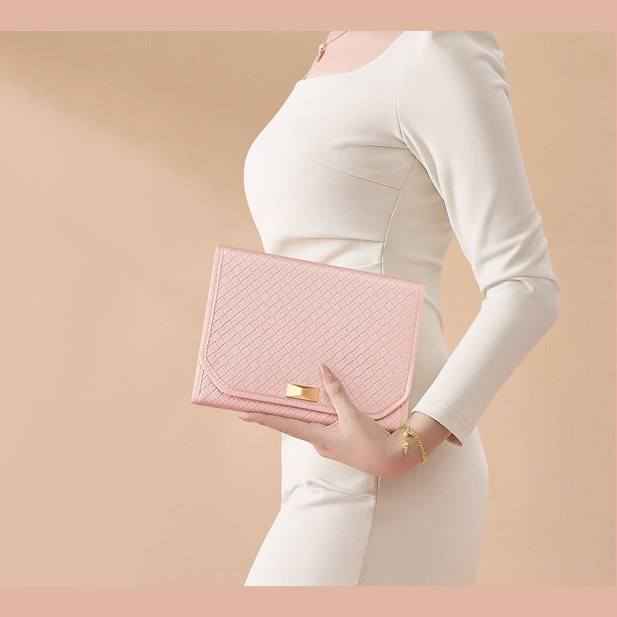 Foldable Travel Jewelry Case with Mirror – Jelly Pink Organizer