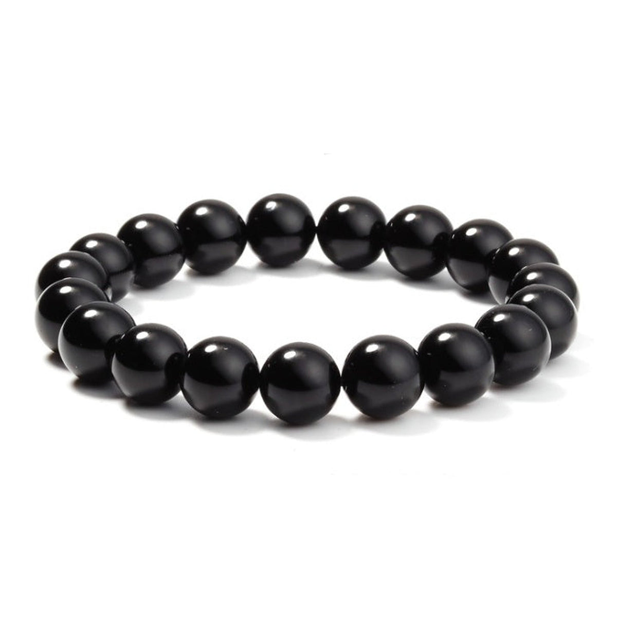 Black Stone-Look Beaded Bracelet – 8mm Stretch Unisex