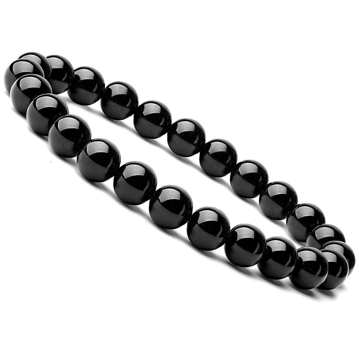 Black Stone-Look Beaded Bracelet – 8mm Stretch Unisex