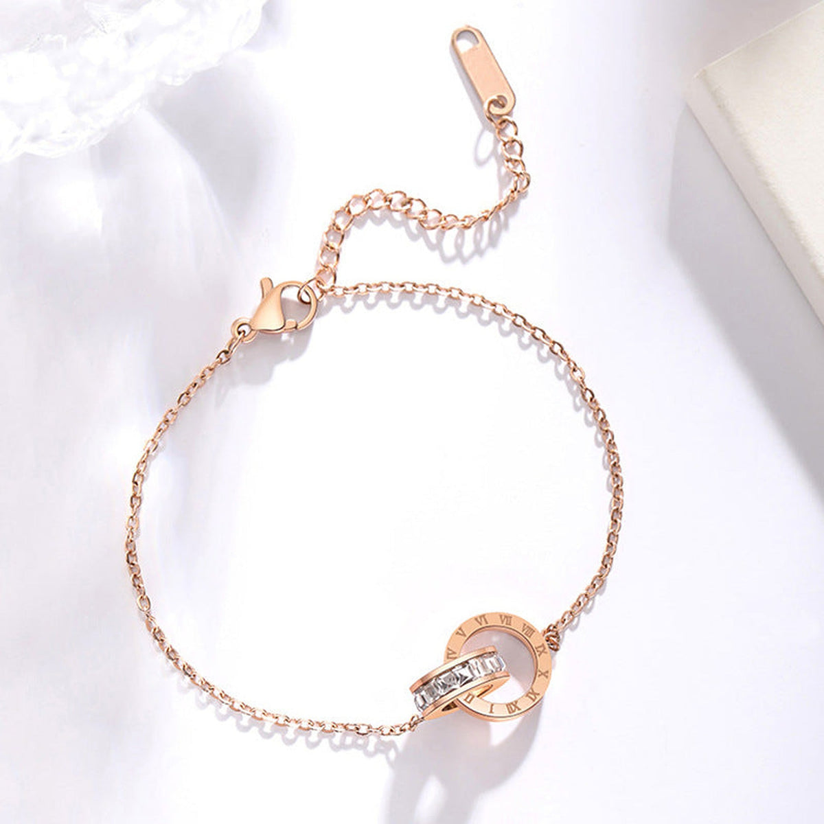 Rose Gold-Tone Cubic Zirconia Bangle Bracelet – Unisex