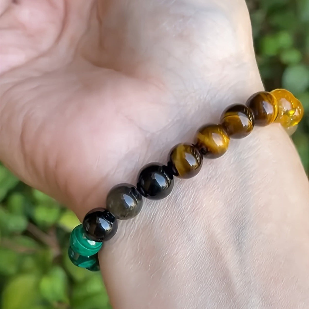 Colourful Stone-Look Beaded Bracelet – Unisex Stretch