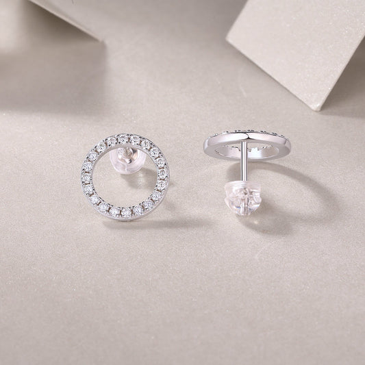 Silver-Tone CZ Cluster Stud Earrings – Unisex
