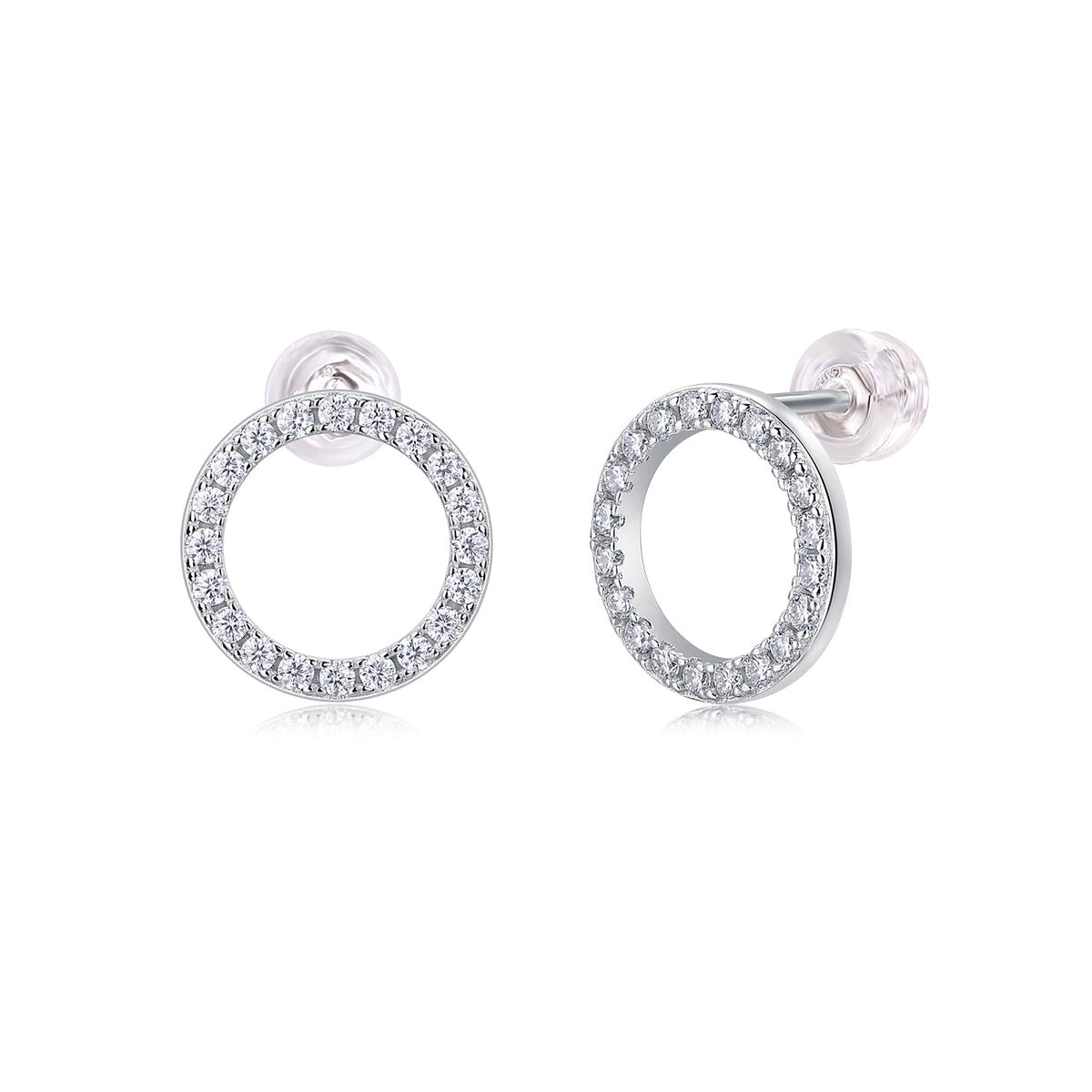 Silver-Tone CZ Cluster Stud Earrings – Unisex