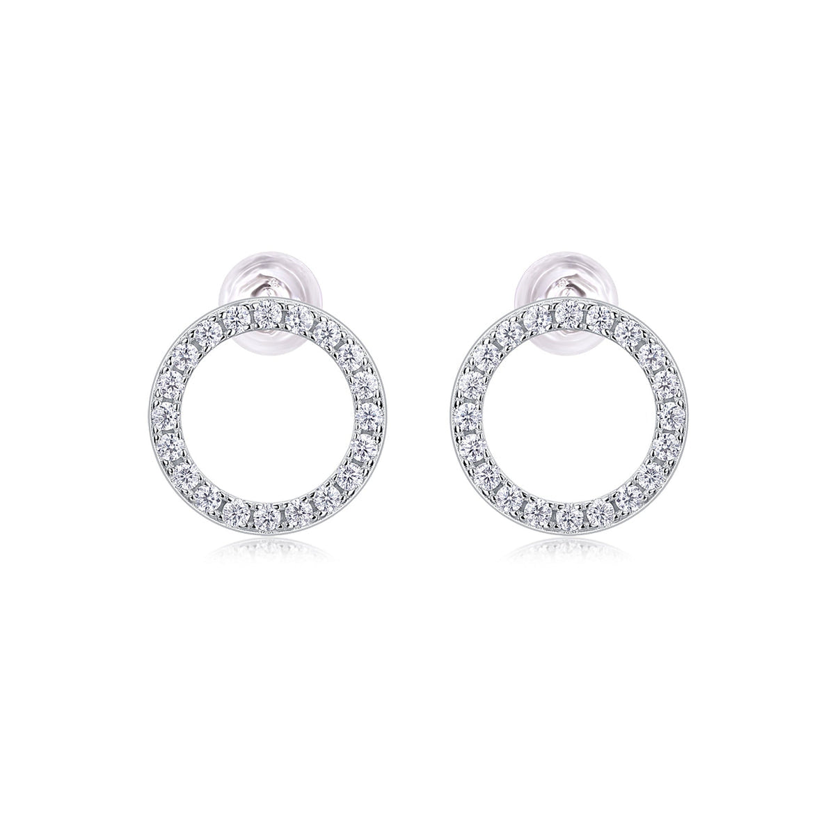 Silver-Tone CZ Cluster Stud Earrings – Unisex