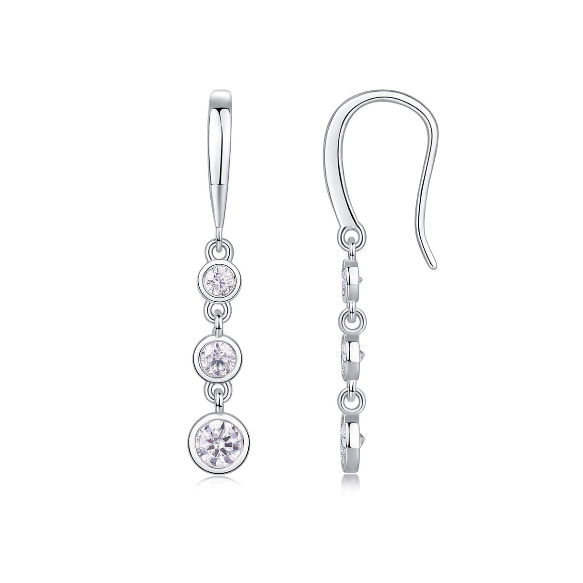 Silver-Tone Multi-Stone CZ Stud Earrings – Unisex