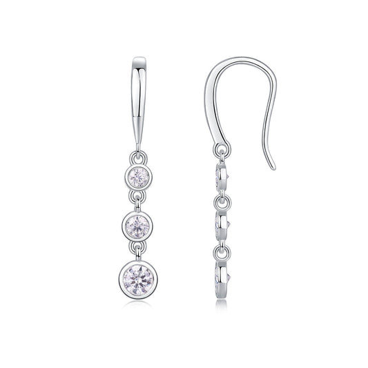 Silver-Tone Multi-Stone CZ Stud Earrings – Unisex