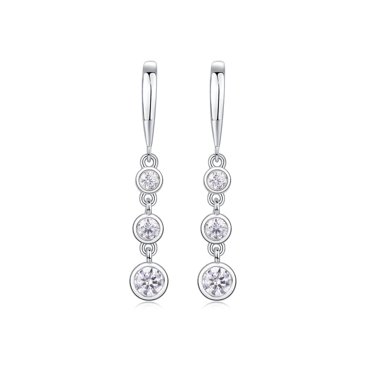 Silver-Tone Multi-Stone CZ Stud Earrings – Unisex