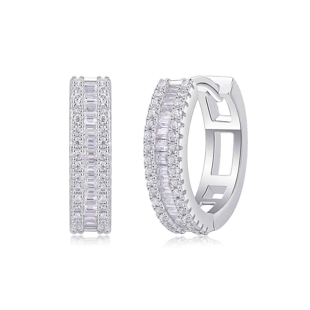 Men's Woven-Pattern CZ Stud Earrings