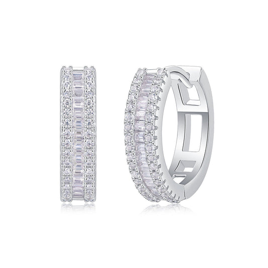Men's Woven-Pattern CZ Stud Earrings