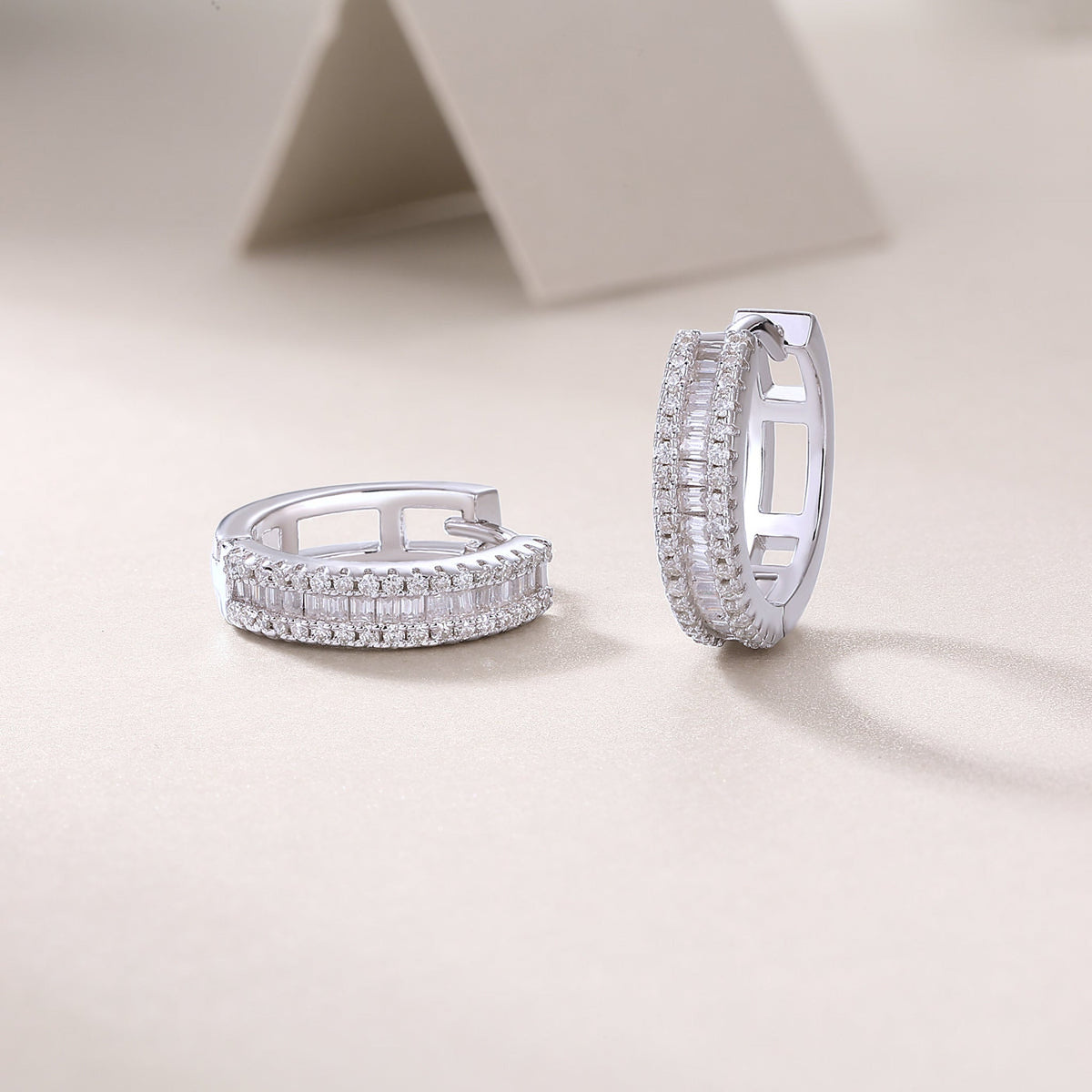 Men's Woven-Pattern CZ Stud Earrings