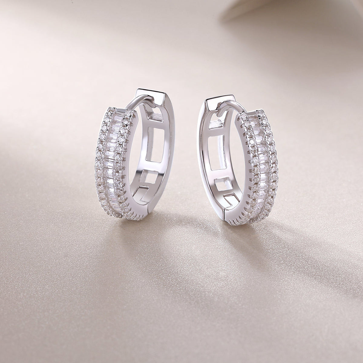 Men's Woven-Pattern CZ Stud Earrings