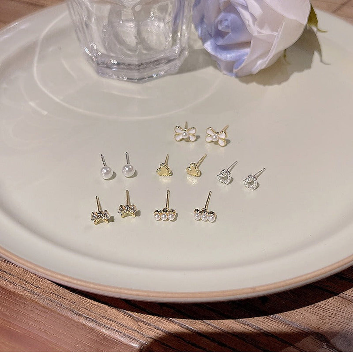 6-Pair Gold-Tone Stud Earrings Set – Minimal Everyday Studs