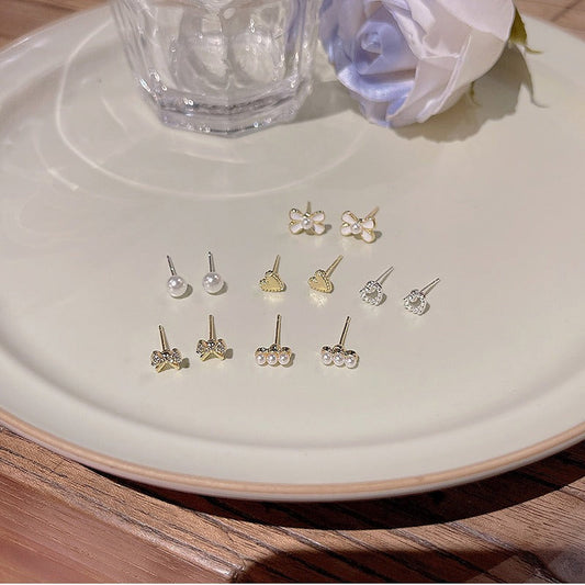 6-Pair Gold-Tone Stud Earrings Set – Minimal Everyday Studs