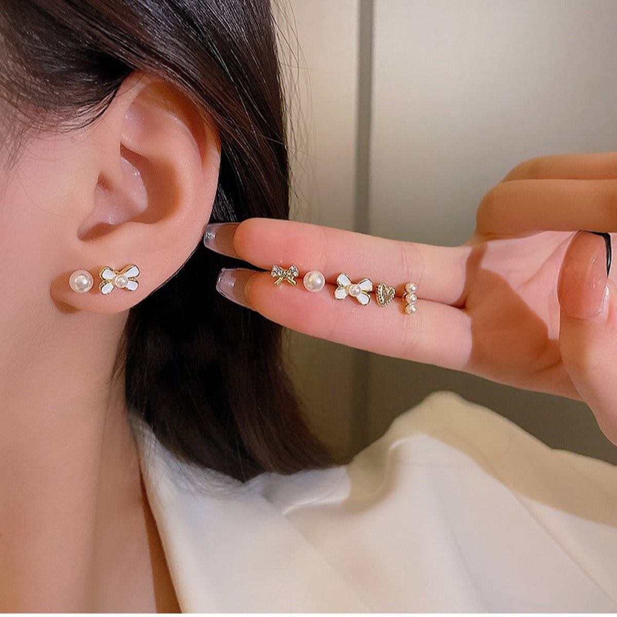 6-Pair Gold-Tone Stud Earrings Set – Minimal Everyday Studs