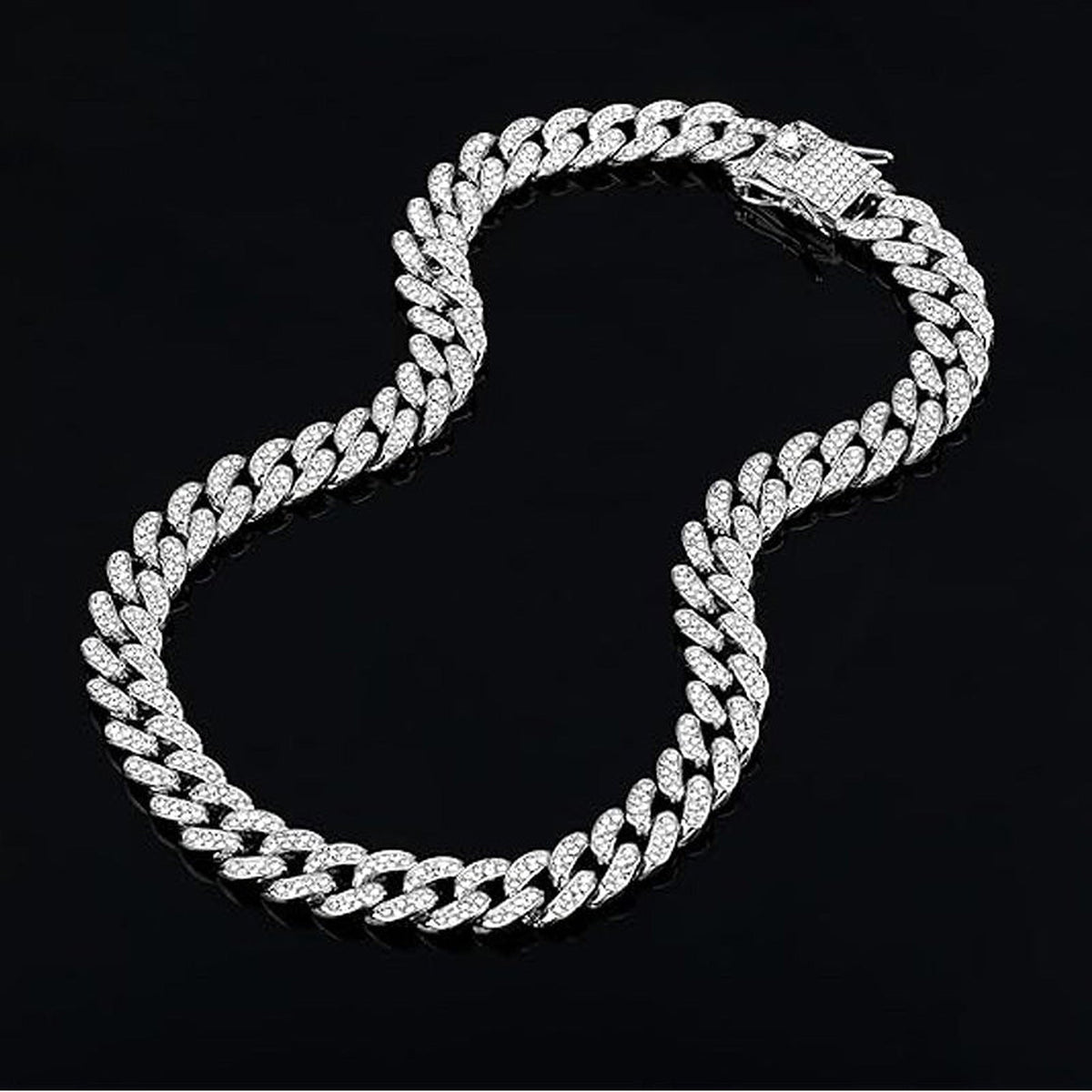 Men's Silver-Tone Cuban Link Chain with Football Pendant – 13mm