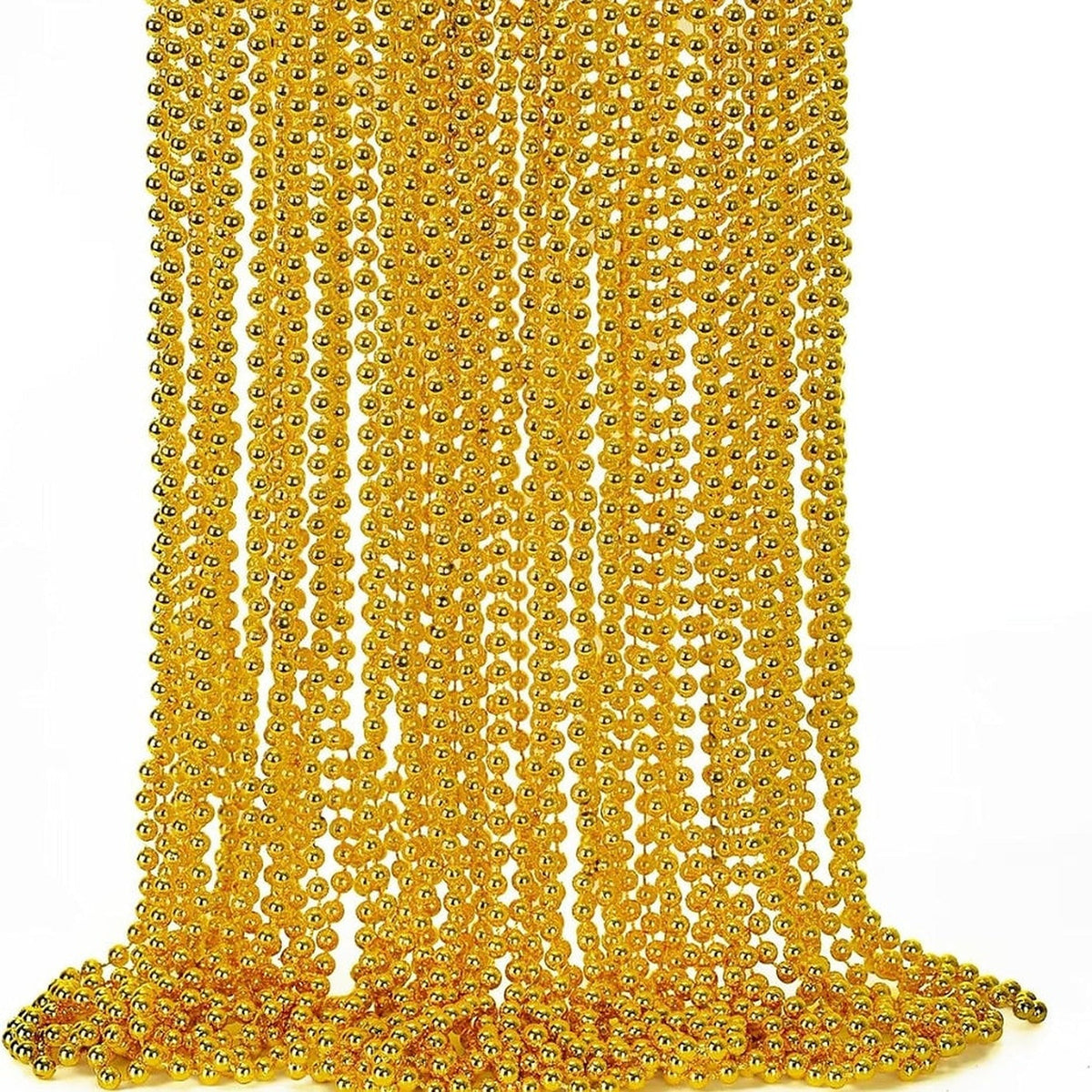12-Piece Gold-Tone Bead Necklaces – Mardi Gras & Party Set