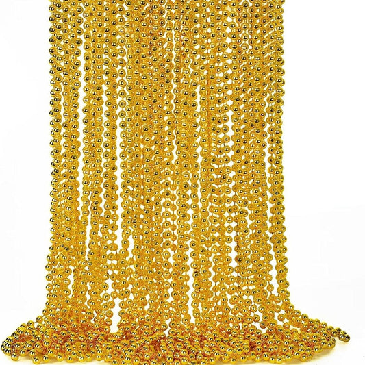 12-Piece Gold-Tone Bead Necklaces – Mardi Gras & Party Set