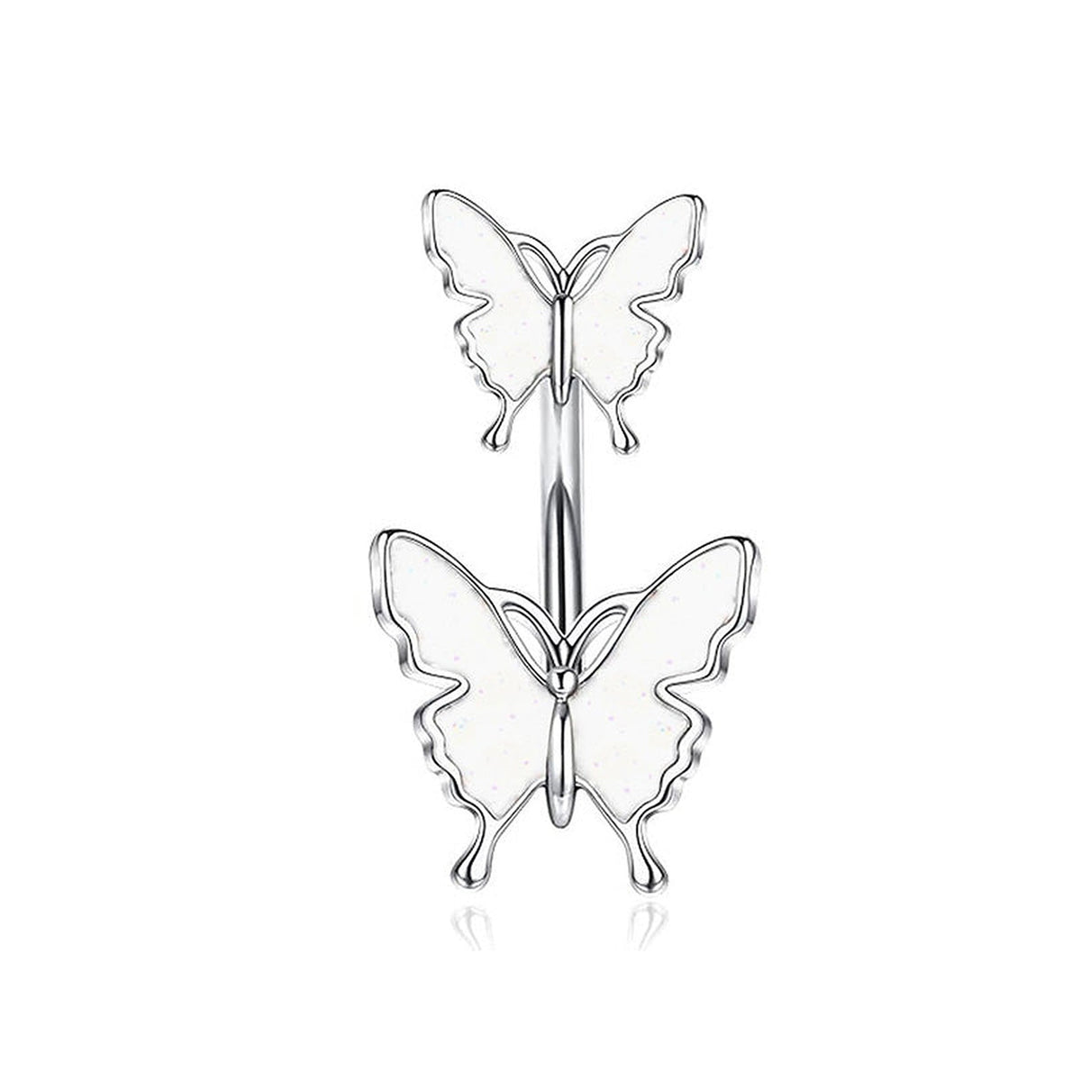 AB Butterfly Belly Button Ring – 14G Stainless Steel & CZ