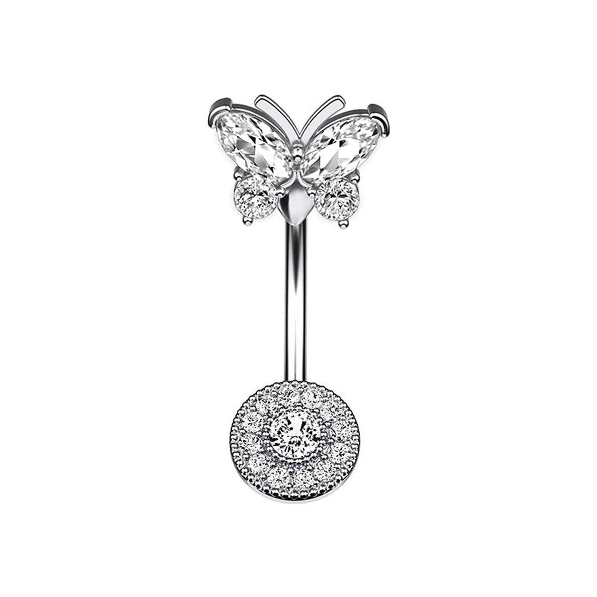 Butterfly CZ Belly Button Ring – Barbell Body Jewelry