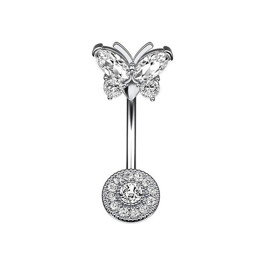 Butterfly CZ Belly Button Ring – Barbell Body Jewelry
